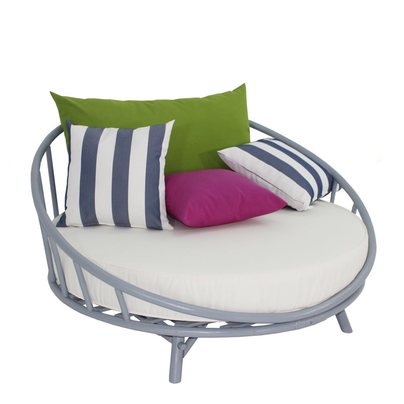 Olu Bamboo Large Round Patio Daybed with Cushions & Reviews Joss & Main